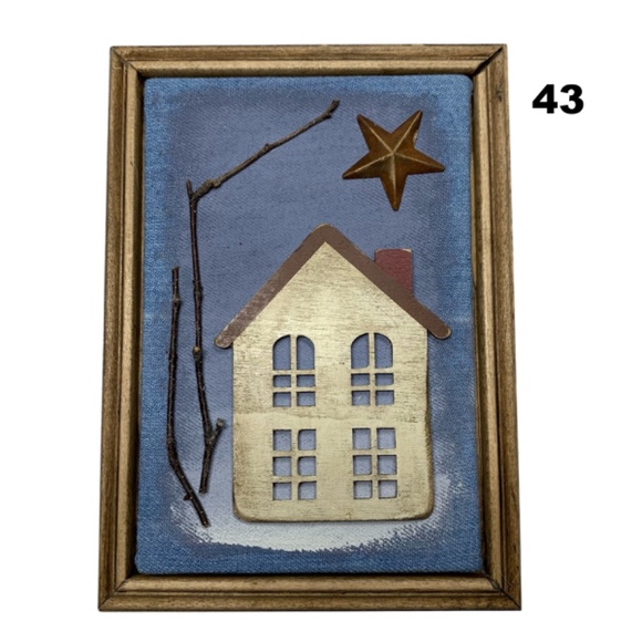 Mixed Media Wall Art | Winter Scene | House | Snow | Trees | Stars | 3D … - Picture 5 of 5